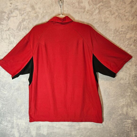 Nike Golf Polo Shirt Mens L Red Black color block Dri-Fit office athletic golf - Picture 2 of 12